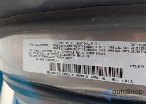 2005 Subaru Baja Sport from USA, damaged, VIN 4S4BT62C457102258